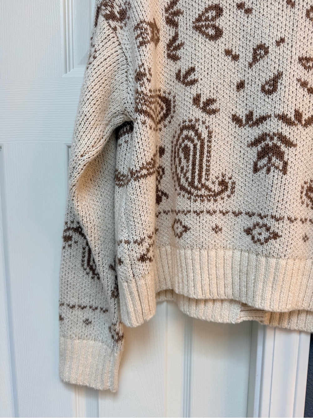 American Eagle Outfitters Cream Cardigan with Brown Paisley Motif - Picture 5 of 5
